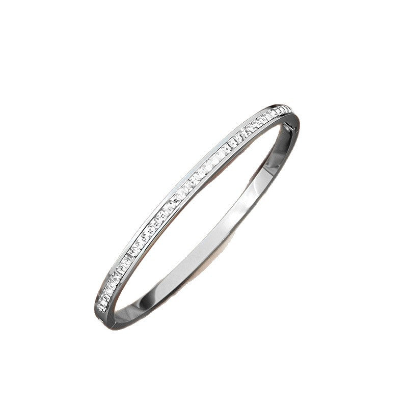 Waterproof Fade-Resistant Titanium Steel Bracelet Inlaid With Diamonds In A Starry Sky Design